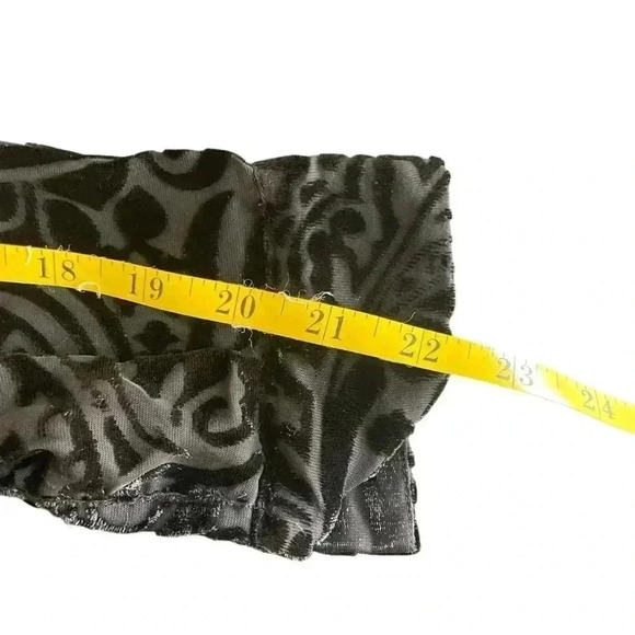 Vintage Black Velvet Burnout Sheer Button Up Blouse Small Whimsigoth Party - Picture 7 of 8